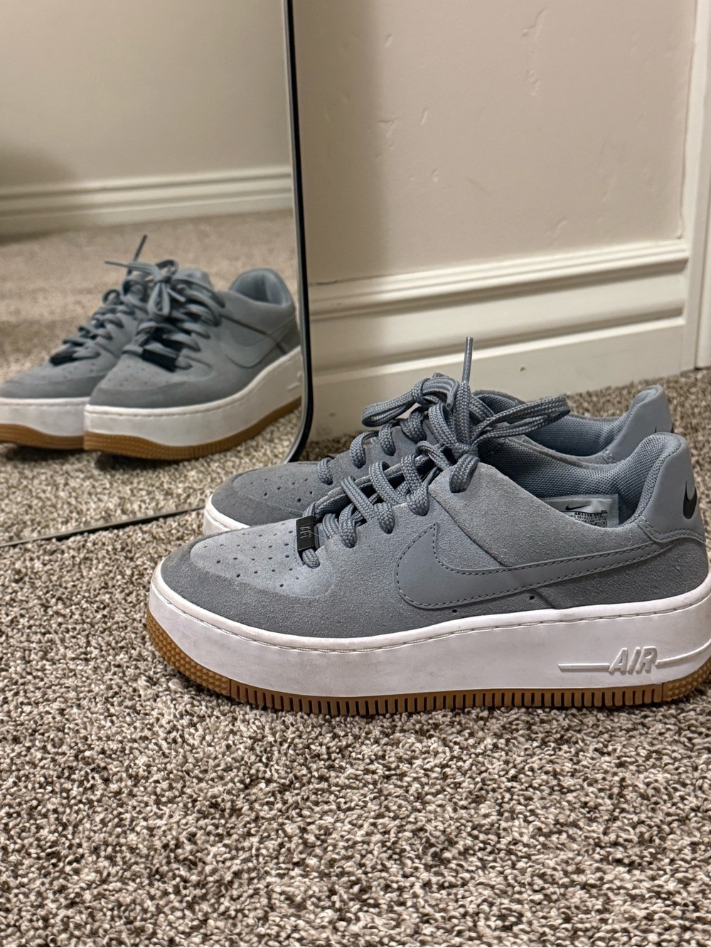 Nike Grey Suede Platform Sneakers